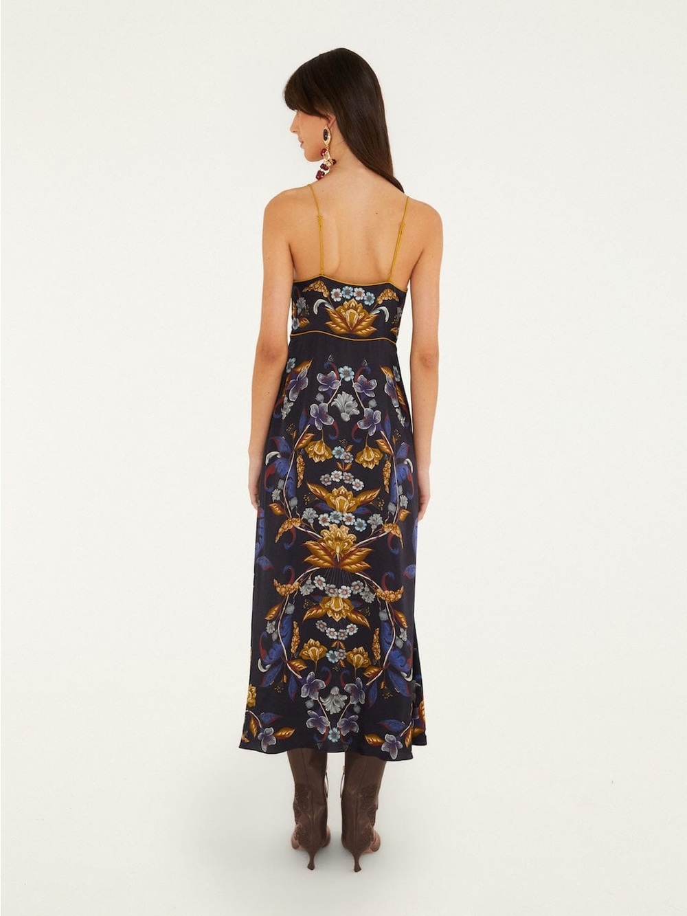 New Farm Rio Navy Floral Maxi Slip Dress with Gold Accents-Never worn! - Picture 4 of 10